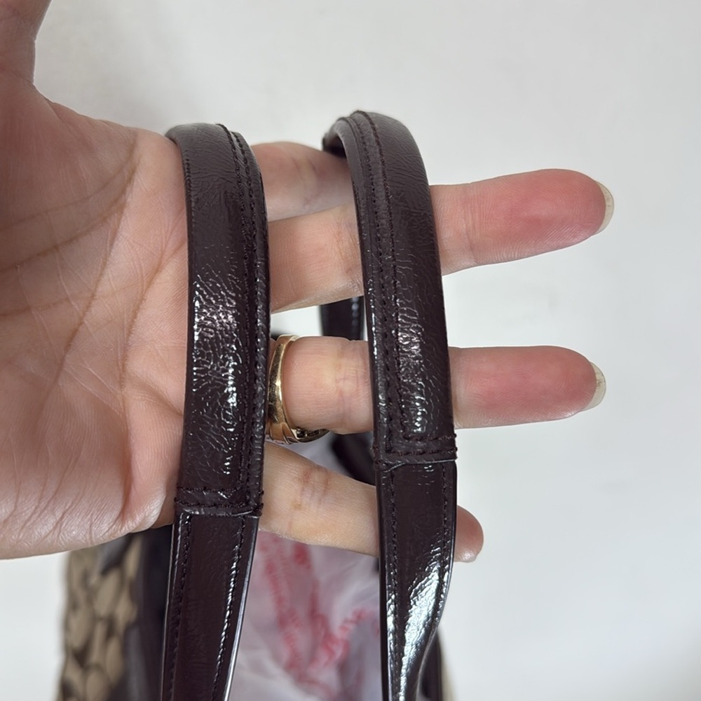 (X2) Coach, Brown shoulder bag with signature founded in 1941 - Picture 4 of 15